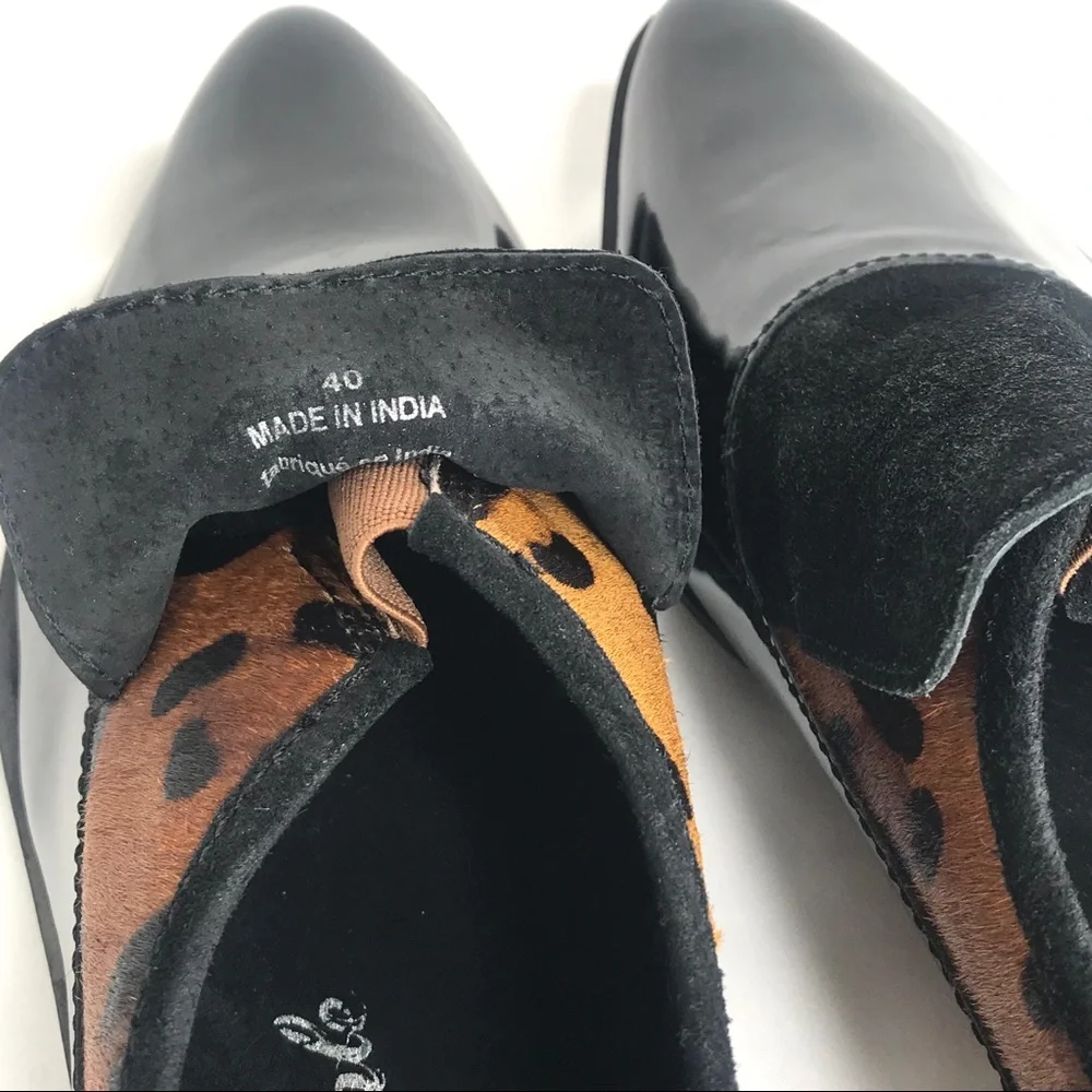 Free People Black Patent & Leopard Print Loafers